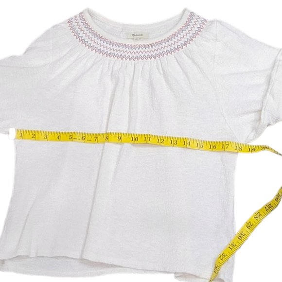 Madewell Superlight Jacquard Embroidered Smocked Top Organic Cotton XS - Picture 11 of 11